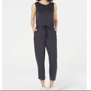 Eileen Fisher Sleeveless Tie Waist Slouchy Jumpsuit Size M Black Pockets Relaxed